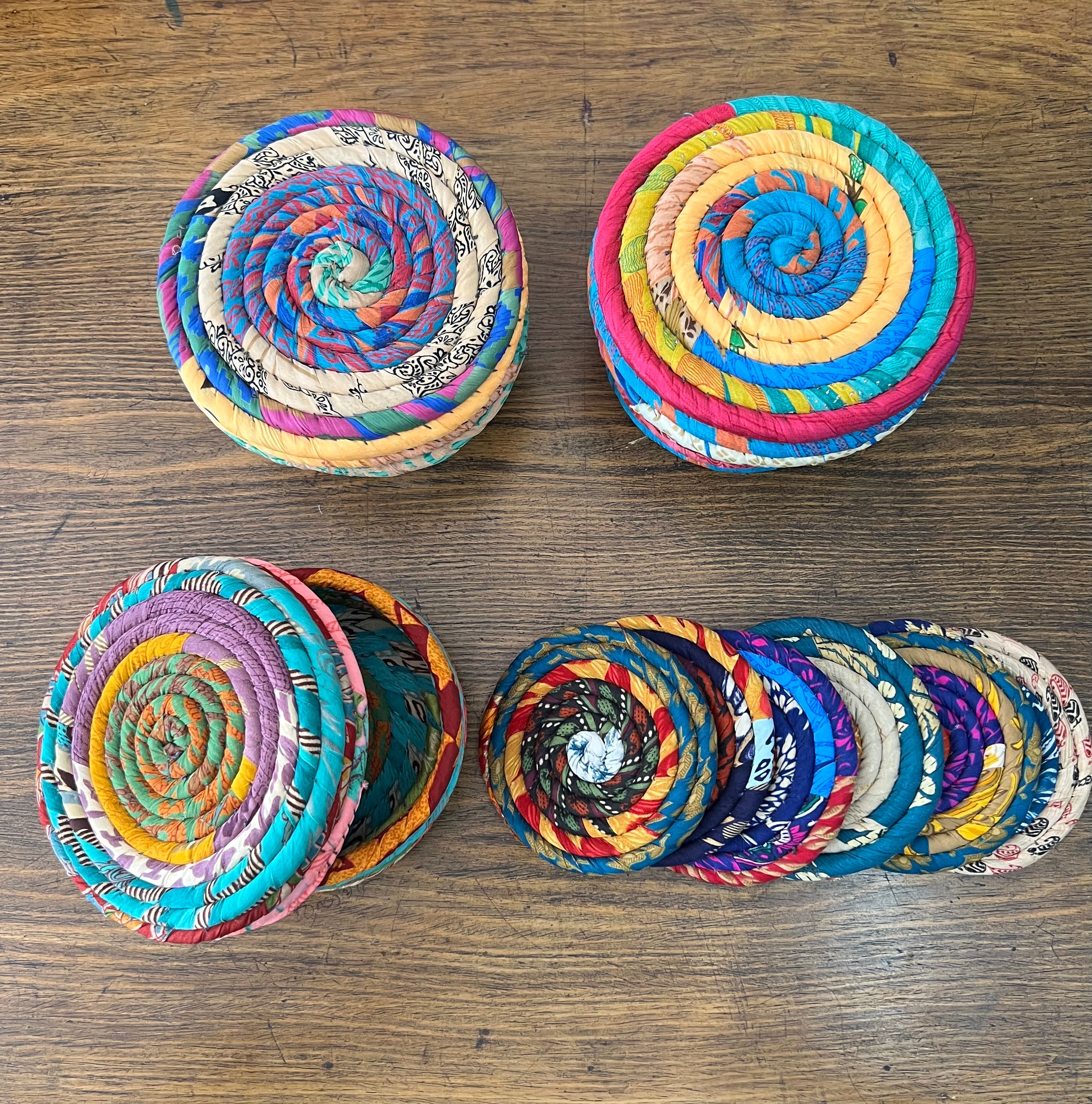 Recycled Sari Tea Coasters Set