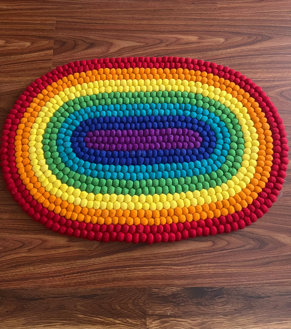 Handmade felt ball rug from Nepal – fair trade home decor
