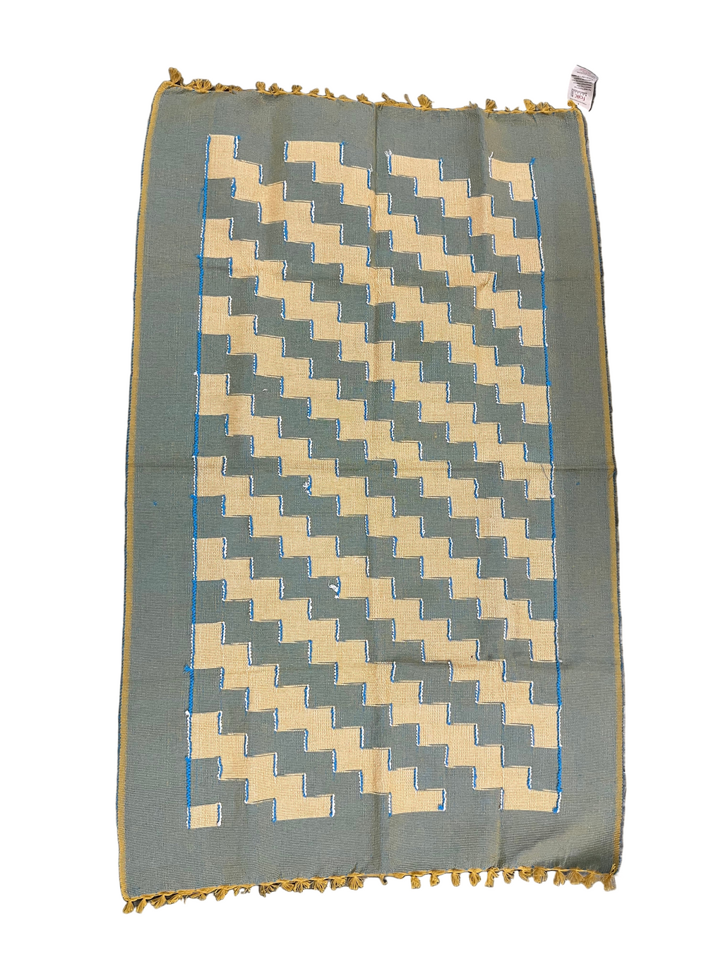 Handloom Heritage Mat made of heavy cotton, handmade in Nepal, used as eco-friendly floor mat or table cover