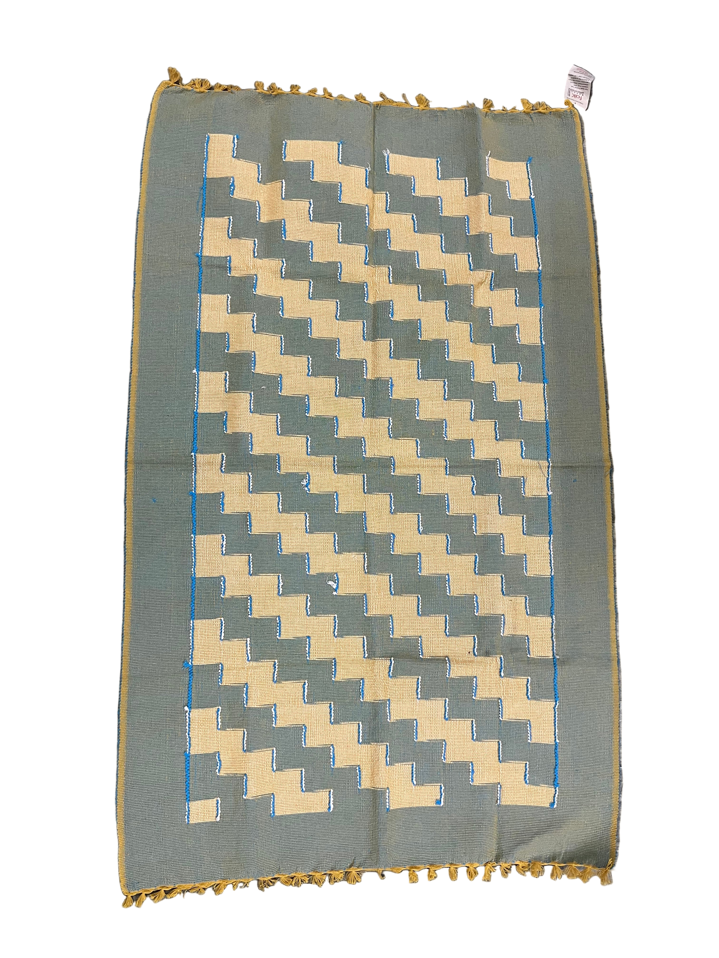 Handloom Heritage Mat made of heavy cotton, handmade in Nepal, used as eco-friendly floor mat or table cover