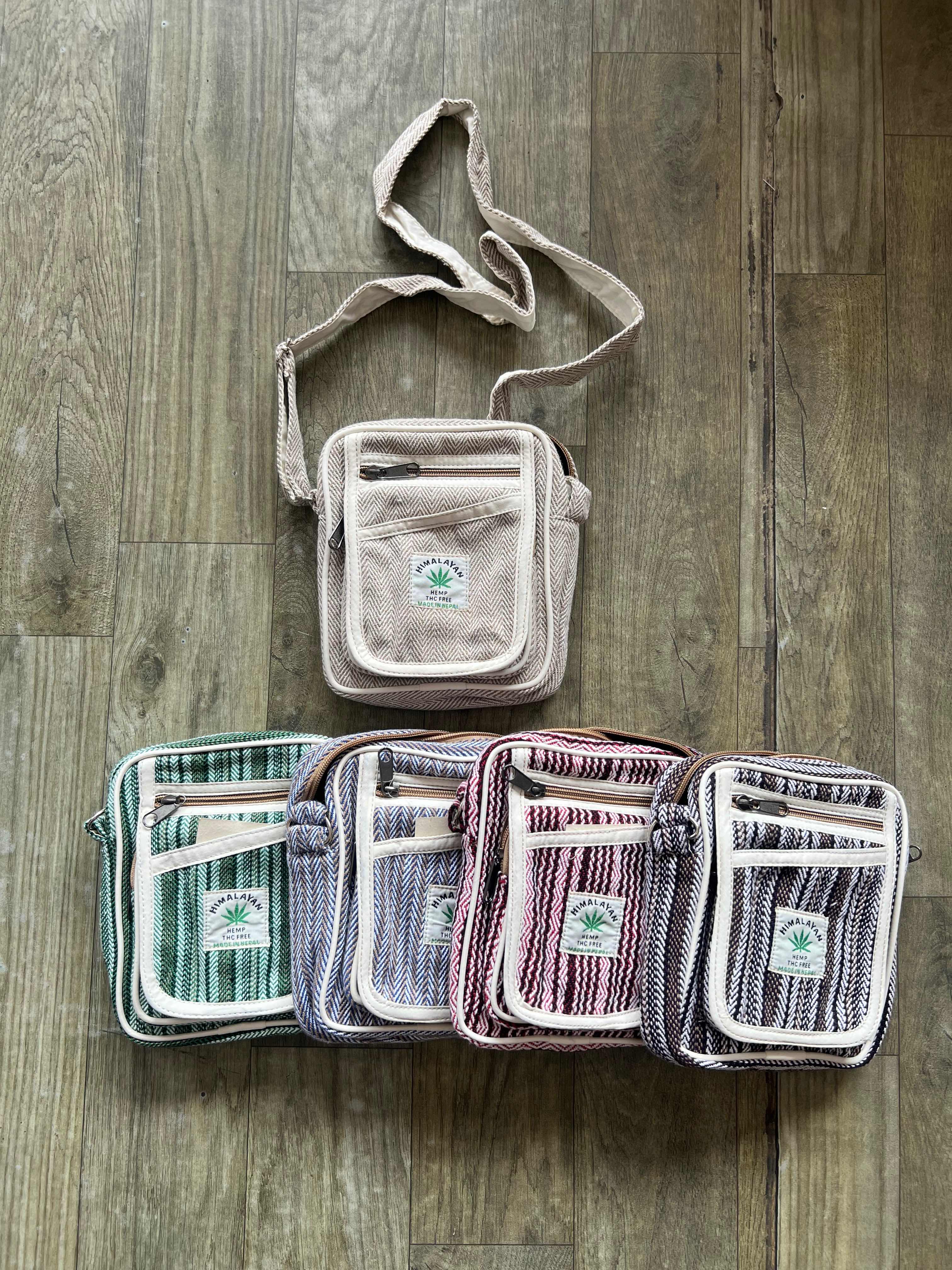 Easy to carry passport bags made from hempcotton.