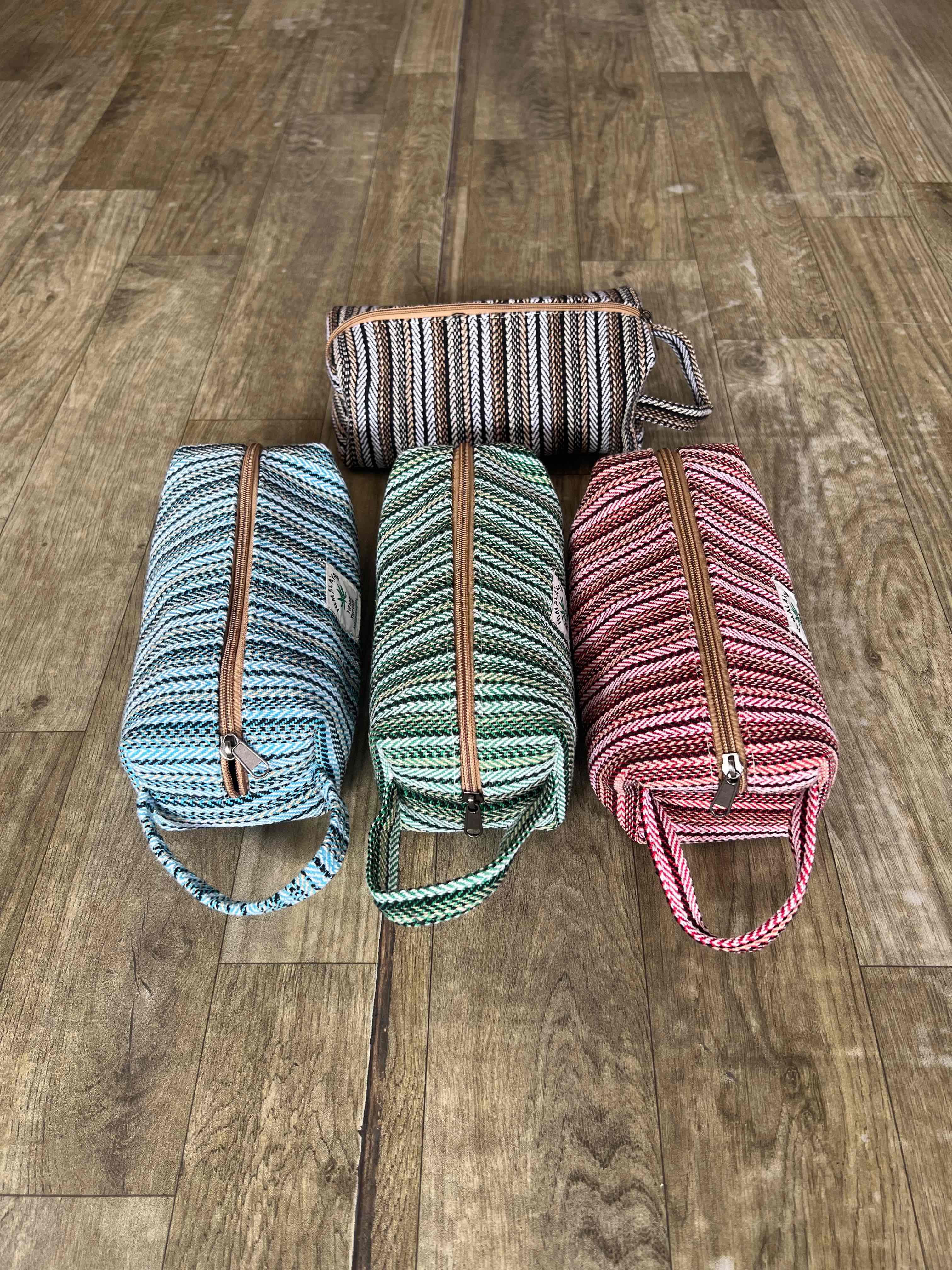 Our hempcotton toiletry bags are all you need.