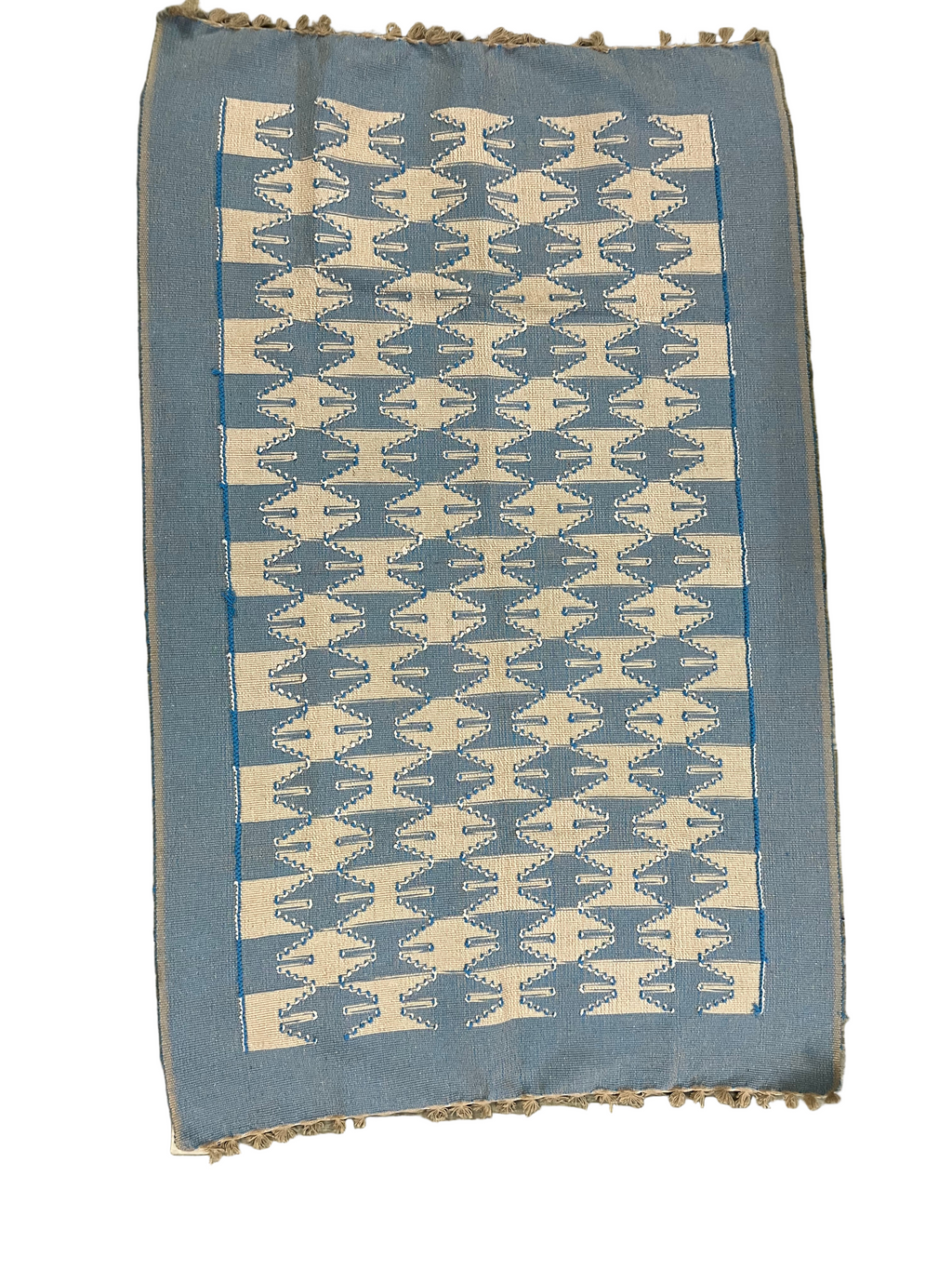 Handloom Heritage Mat made of heavy cotton, handmade in Nepal, used as eco-friendly floor mat or table cover