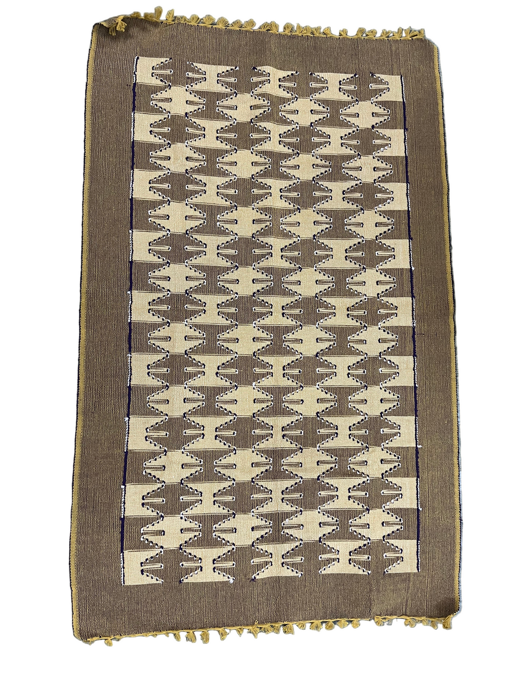 Handloom Heritage Mat made of heavy cotton, handmade in Nepal, used as eco-friendly floor mat or table cover