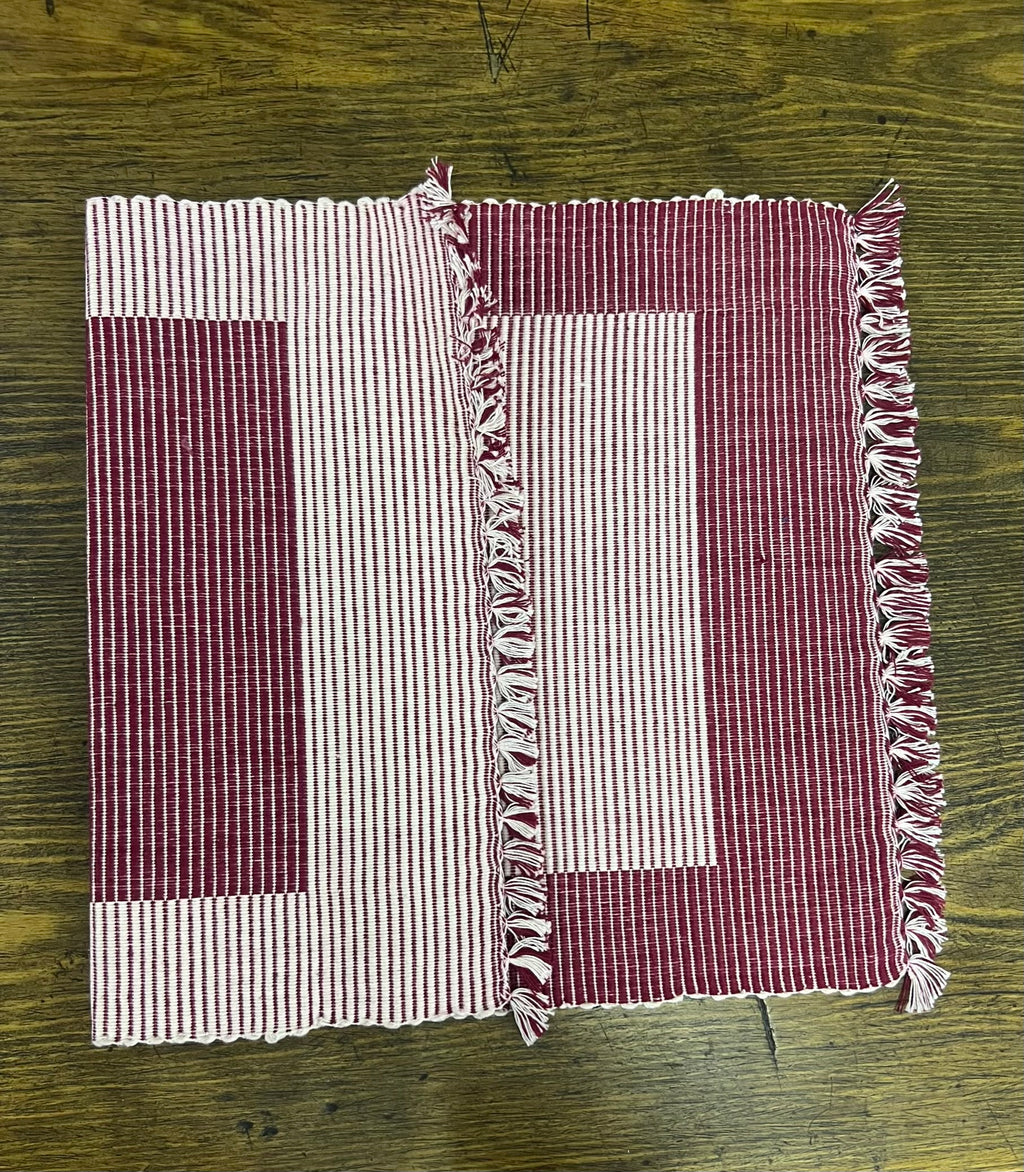 Handloom Heritage Mat made of heavy cotton, handmade in Nepal, used as eco-friendly floor mat or table cover