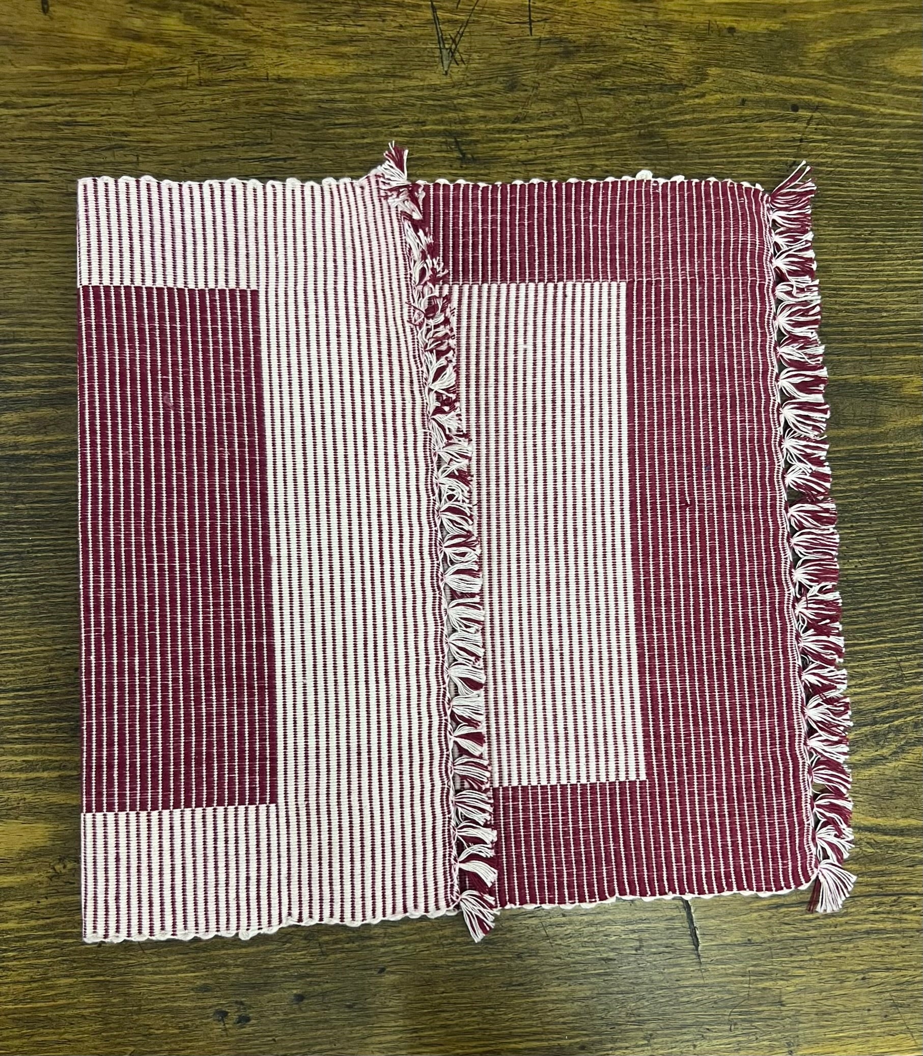 Handloom Heritage Mat made of heavy cotton, handmade in Nepal, used as eco-friendly floor mat or table cover