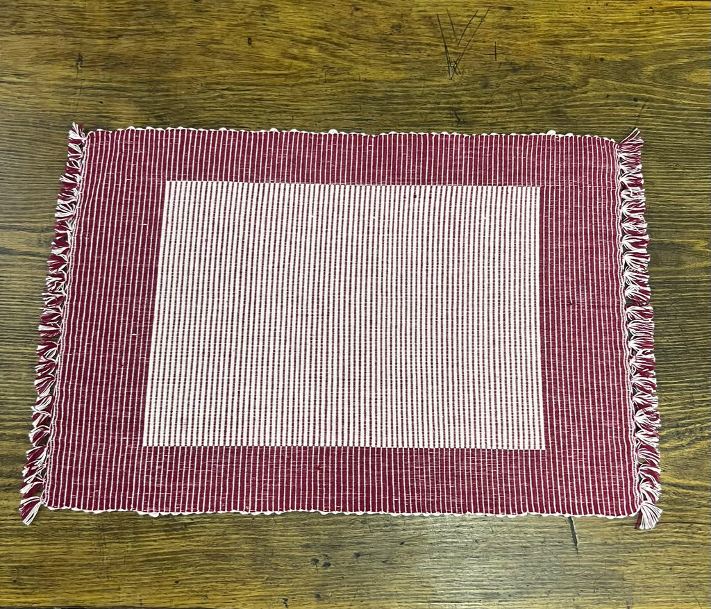 Handloom Heritage Mat made of heavy cotton, handmade in Nepal, used as eco-friendly placemat